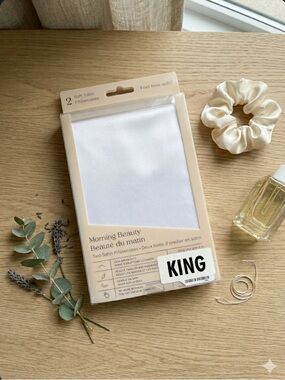 New | Morning Beauty | 2 Pack White Satin Pillowcases | King Size
